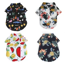 Летняя гавайская рубашка для собак хлопковая Летняя Пляжная майка с коротким рукавом Одежда для домашних животных для собак с цветочным принтом Одежда для собак