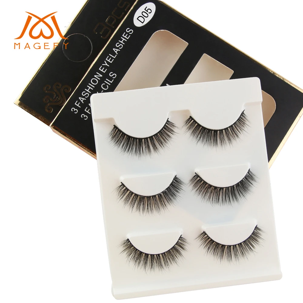 

3D Mink Eyelashes Strips Thick Cross 3 Pairs of Natural False Eyelash 3D Eyelash Extensions Eyelash Perm Kit Wimper Extensions