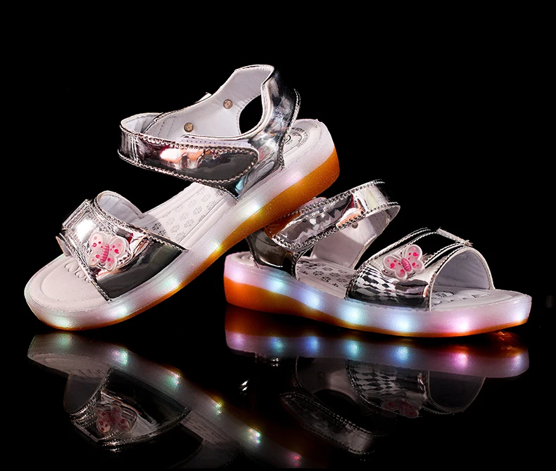 UncleJerry/светодиодные сандалии для мальчиков и девочек; Зарядка через usb; детская светящаяся обувь; детская летняя обувь