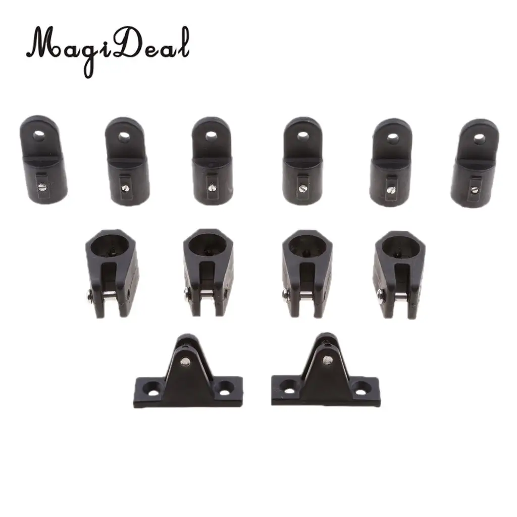 MagiDeal 12pcs Boat Nylon Fittings Hardware Set 7/8` Black For 3 Bow Bimini Top for Kayak Canoe Boat Dinghy Yacht Accessorires