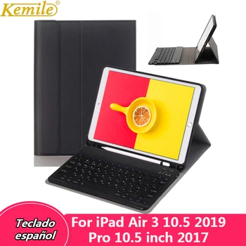 

Spanish Keyboard case For iPad Air 3 10.5 2019 Case Bluetooth Keyboard W Pencil holder Stand Cover For iPad Pro 10.5 Keyboard
