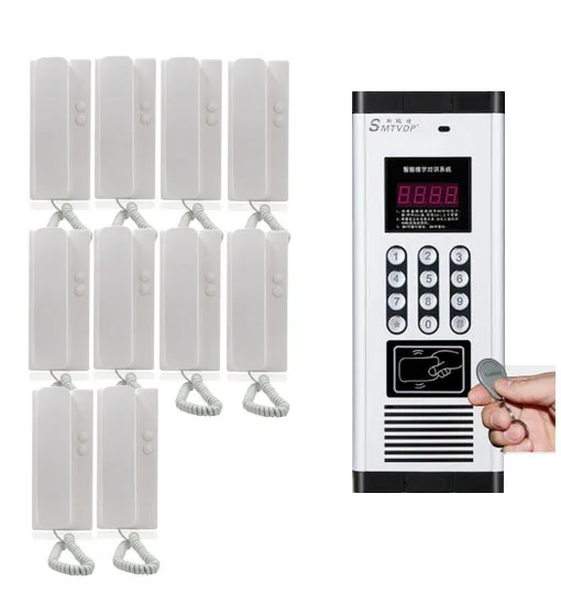 

Reasonable Price non-visual building intercom system.for 10-apartment audio door phone ,ID card&Password unlock function