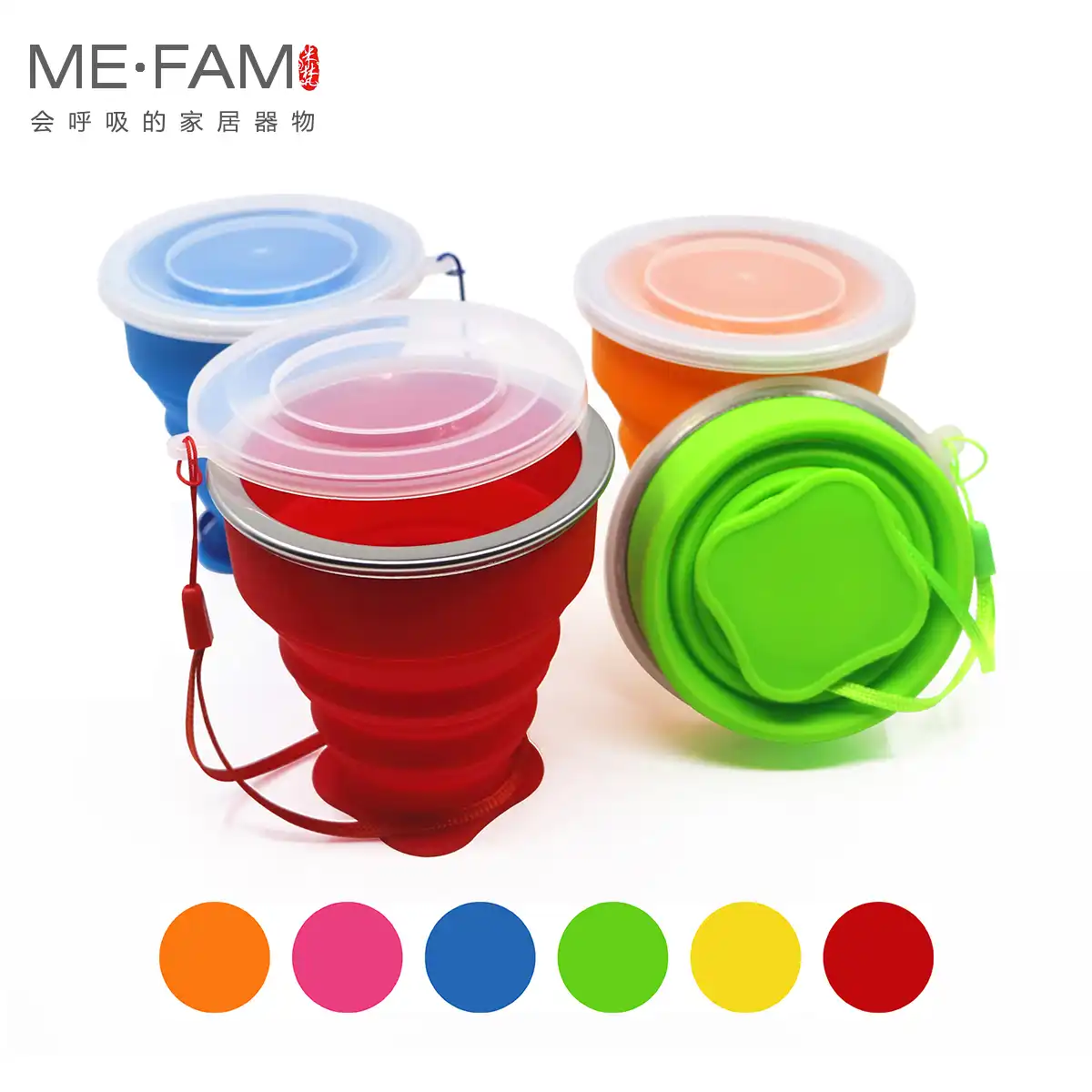 Kurphy Outdoor Travel Retractable Folding Drinking Cup Collapsible Portable Wheat Straw Plastic Water Cup for Camping Hiking