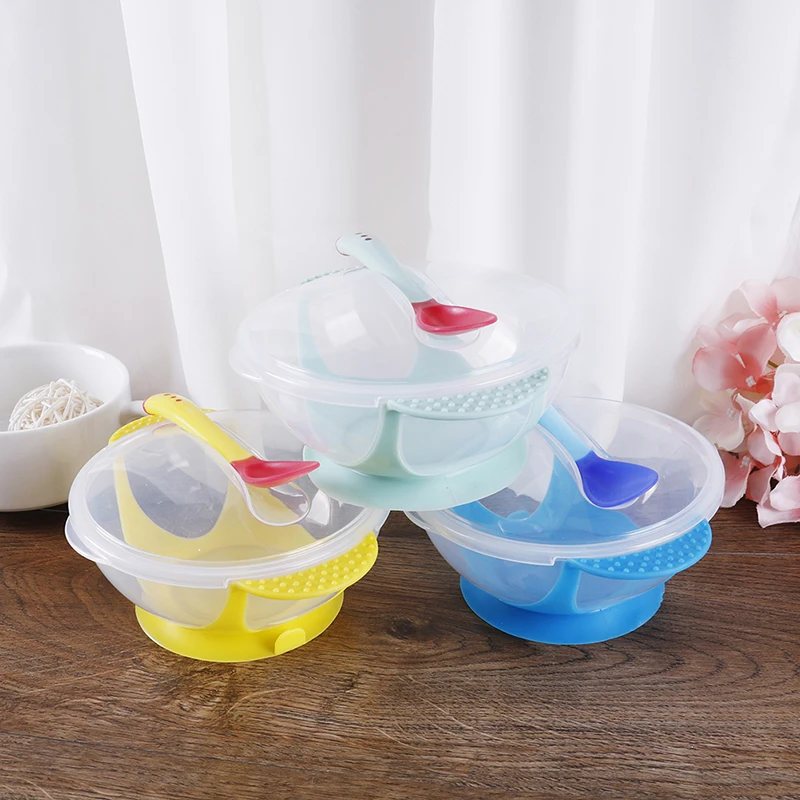 Plate/Tray Suction Cup Baby Dinnerware Set Child Tableware Temperature Sensing Feeding Spoon Food Bowl Learning Dishes Service