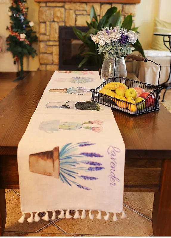 2 слоя плотного Скатерти зеленых растений дорожка для стола с принтом модная кофта с Фламинго Пылезащитная крышка стола Чай Скатерти - Цвет: 2