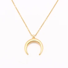 Collier Demi-Lune en acier inoxydable, en acier inoxydable, couleur argent/or, Collier ras du cou croissant