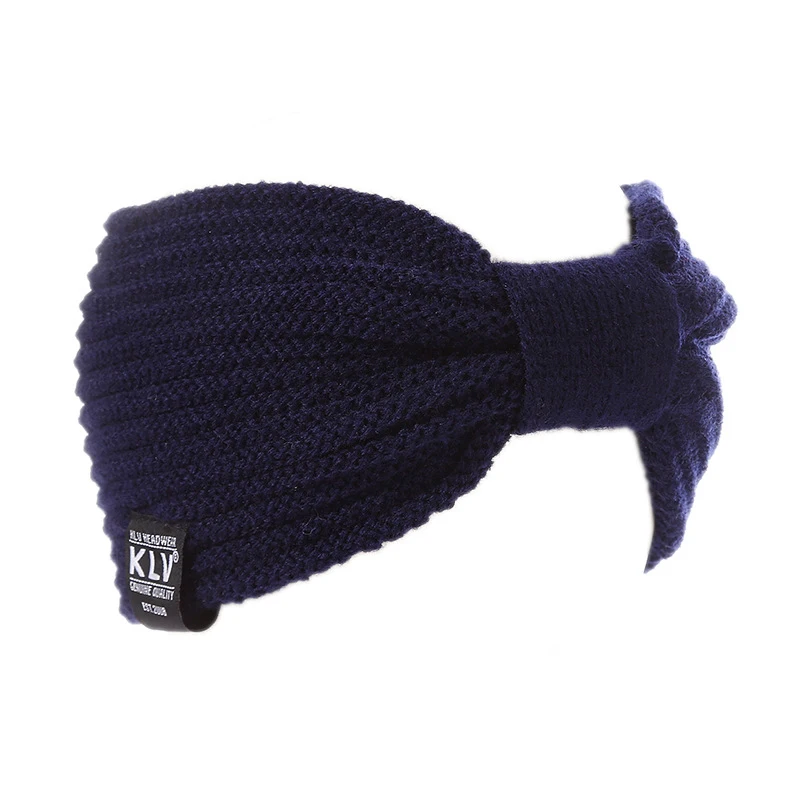 Winter Women Ponytail Baggy Beanie Hat Ladies Wool Knitted Warm Cap Casual Female Stretch Cable Messy Bun Stripe Hats CP0315  (4)