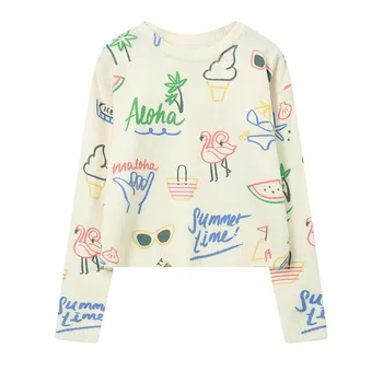 

2018 Harajuku style sweater female student loose sweater autumn and winter short round neck ice cream watermelon sweater