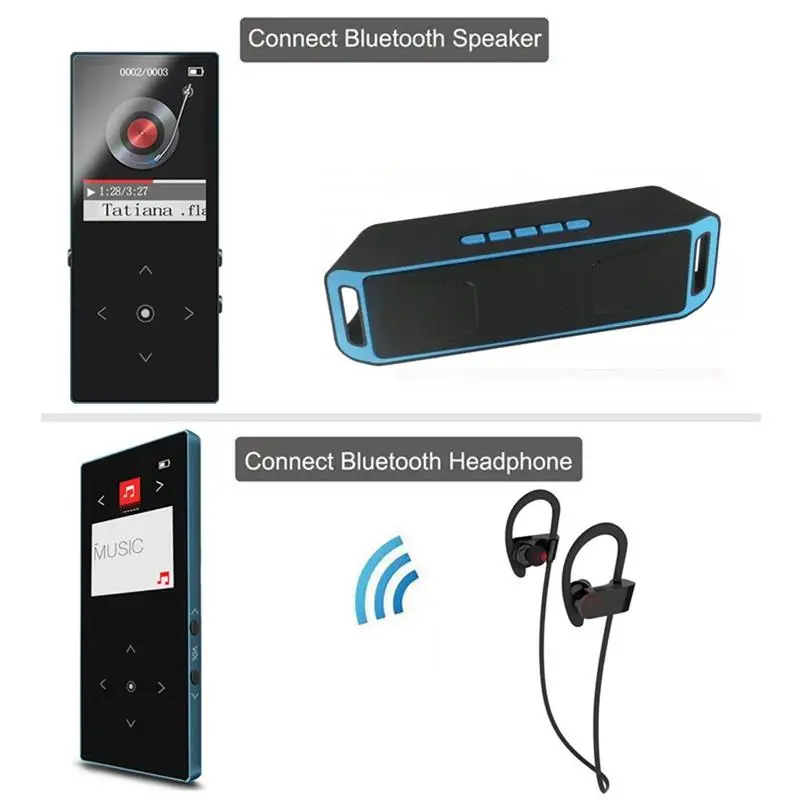 Bluetooth MP3-плеер металлическая сенсорная кнопка поддержка SD карты HIFI без потерь MP3 музыкальный плеер с fm-радио, диктофон, электронная книга