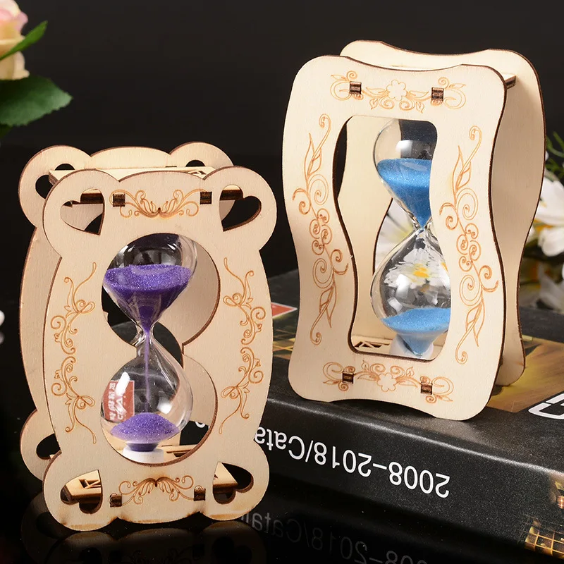 

2pcs Small Hourglass Tabletop Wood Craft Make A Tea Quicksand Timer Birthday Gift