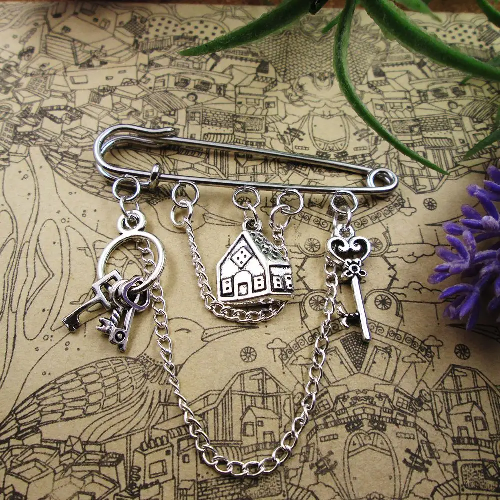 Home Lovers Brooch Housewarming charm Pin Moving House Gift Safety Pin