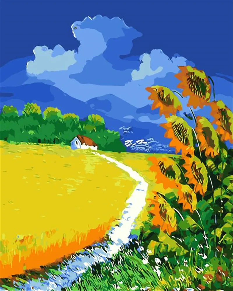 Village landscape rural countryside Oil Painting picutre