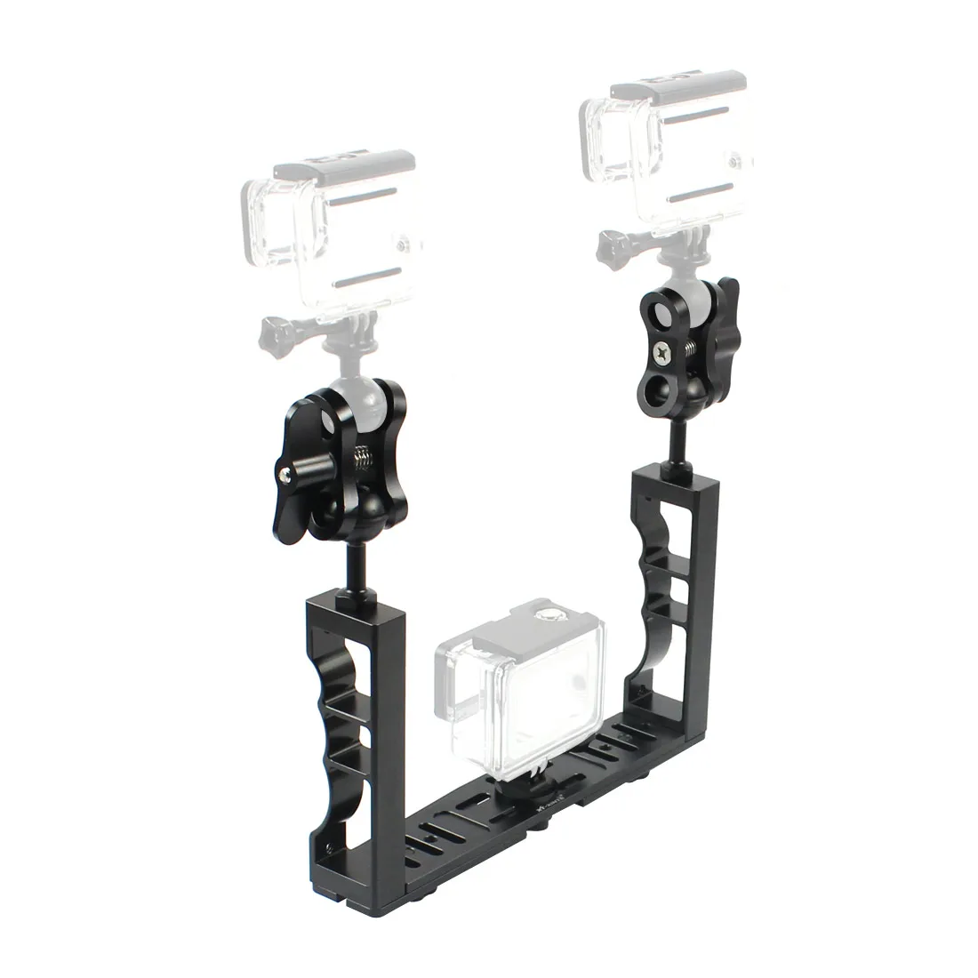 Aluminum Alloy Underwater Waterproof Shell Tray Housings Arm Holder Double Grip Dive for Gopro