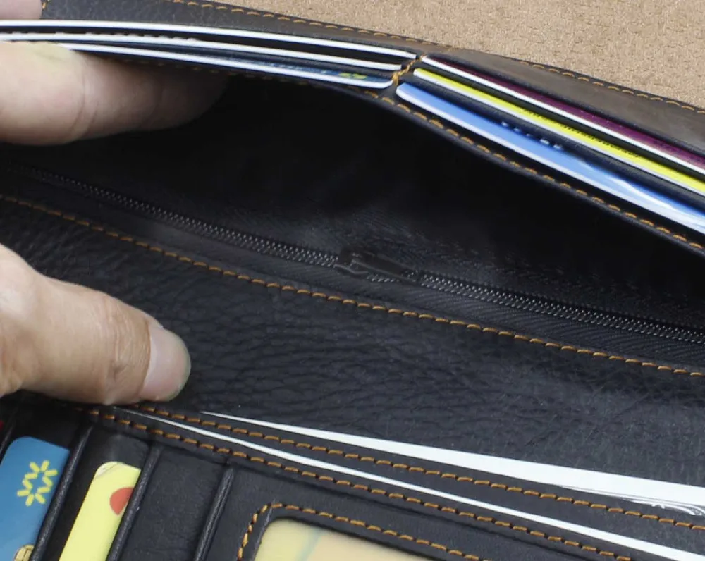 Мужской Длинный кошелек из натуральной кожи с цепочкой для ключей|wallet purse|long