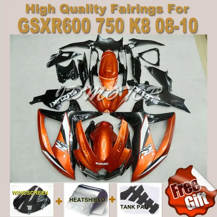 K8 обтекатель для 09 08 Suzuki GSXR600 2009 2008 2010 GSXR750 10 GSXR 600 750 K9 части orange черный | Автомобили