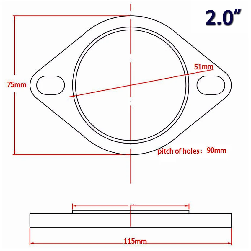 2," 2,5" 3,0 дюймов Универсальный Быстрый фиксация выхлопа овальный фланец ремонт прокладка трубы для фланец выхлопной трубы - Цвет: 2.0 inch(51mm)