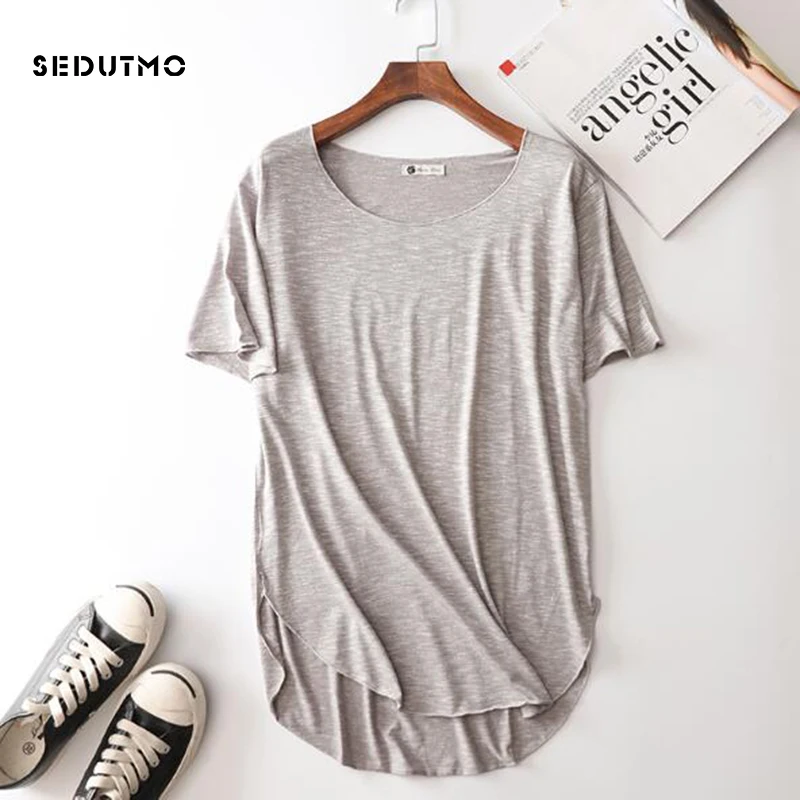 SEDUTMO 2018 Summer 100% Cotton T Shirt Women Harajuku Bamboo Short Sleeve Tops Loose Shirts Casual O-neck Tee Blusas ED163
