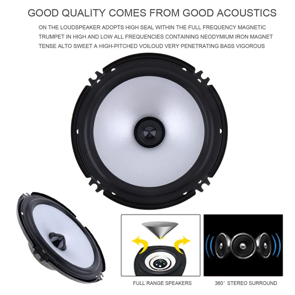 Автомобильный коаксиальный hifi динамик 2 шт. 6 5 дюйма 60 Вт 88 дБ| |