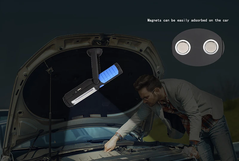 Anjoet светодиодный рабочий светильник, магнитный аварийный фонарь, вспышка, подвесной светильник, USB Перезаряжаемый светильник со встроенным 18650 для ремонта авто
