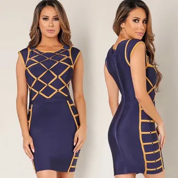 

wholesale New dresses Royal blue Stretch knitting Fashion casual celebrity temperament cocktail Party bandage Dress(L2636)