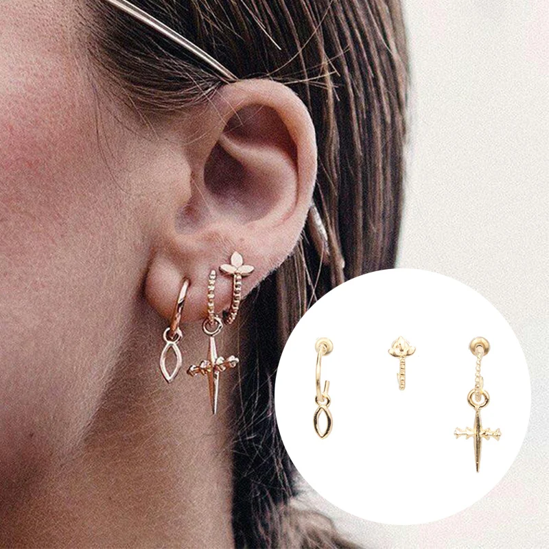 

Hot Golden Jesus Cross Earrings for Women 1 set Charming Earrings Oorbellen boucle d'oreille brincos