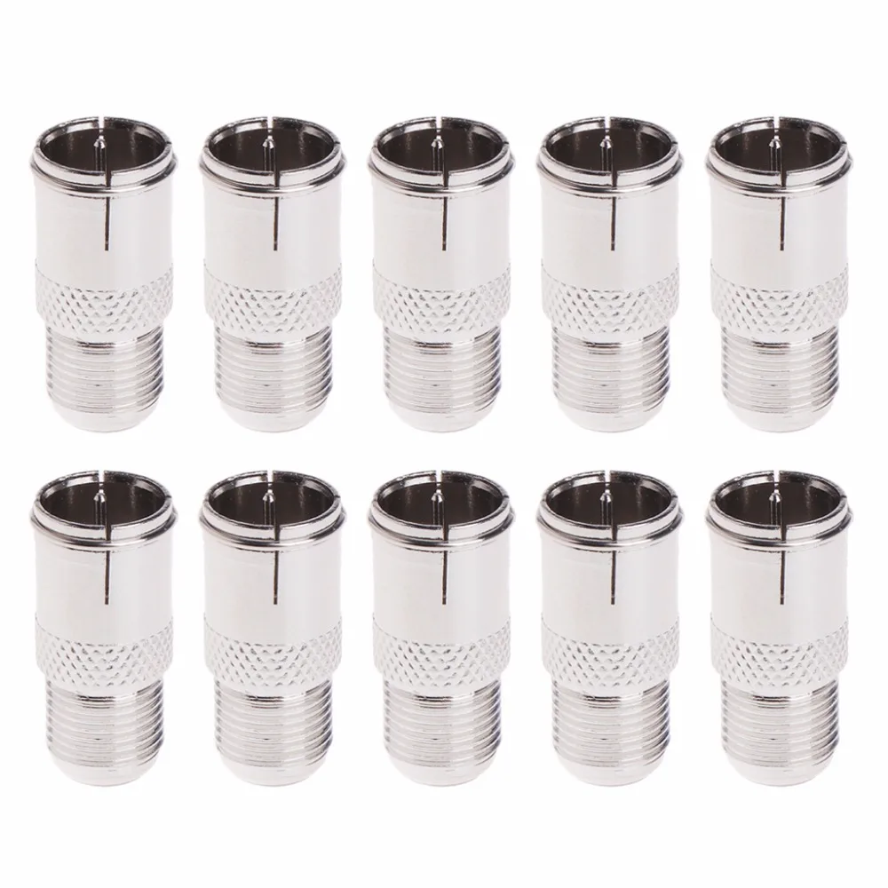 

10 Pcs Quick Fit F Connector Male Plug To Female Adapter - Push On RF Coaxial