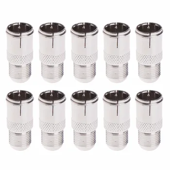 

10 Pcs Quick Fit F Connector Male Plug To Female Adapter - Push On RF Coaxial