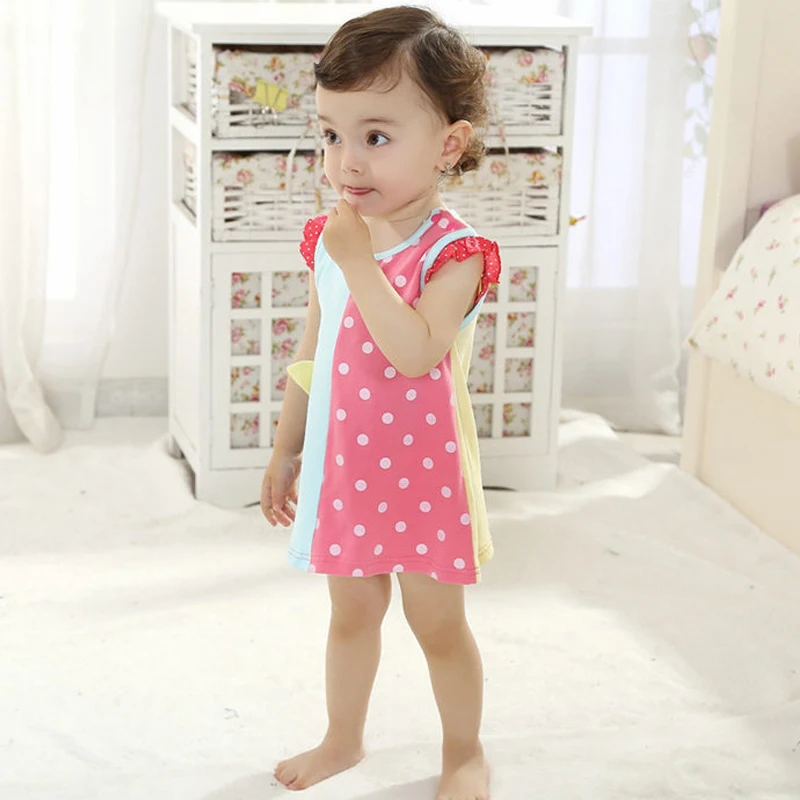 Новое платье для маленьких девочек летние платья без рукавов с аппликацией, многоцветный лоскутный рисунок детское платье трапециевидной формы одежда для детей от 0 до 3 лет