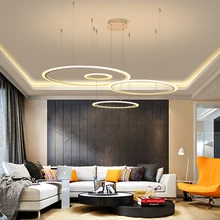 Black/Brown/white Diy Modern led Chandelier For living room Dining room ledlamp suspension luminaire modern chandelier Lighting acrylic rings led chandelier hanglamp chandelier lighting for living room dining room suspension luminaire modern chandelier