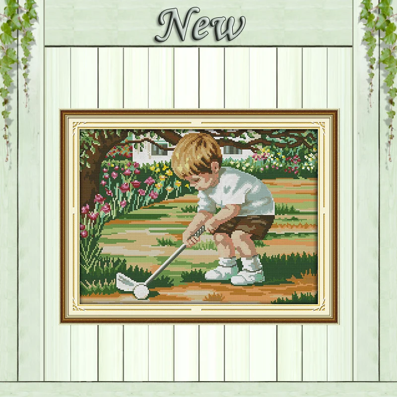 

The future of golf boy diy painting Counted Printed on canvas DMC 11CT 14CT Chinese Cross Stitch kits Needlework Sets embroidery