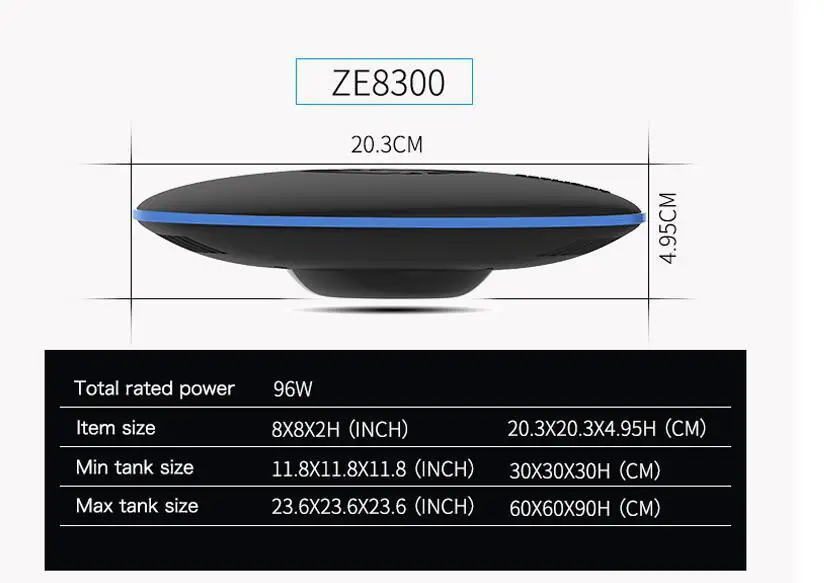 Zet светильник ZE8000 ZE8200 ZE8300 полный спектр светодиодный светильник в форме НЛО морской аквариумный коралловый светильник SPS LPS морской коралловый светодиодный светильник - Цвет: ZE8300