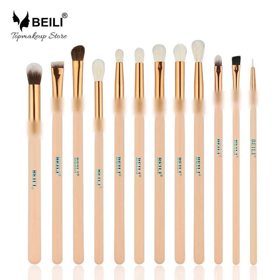 Дешево Бейли розовые Тени Make up кисти козьей шерсти тени смешивание Маркер 12 шт. набор кистей для макияжа цвета розового золота