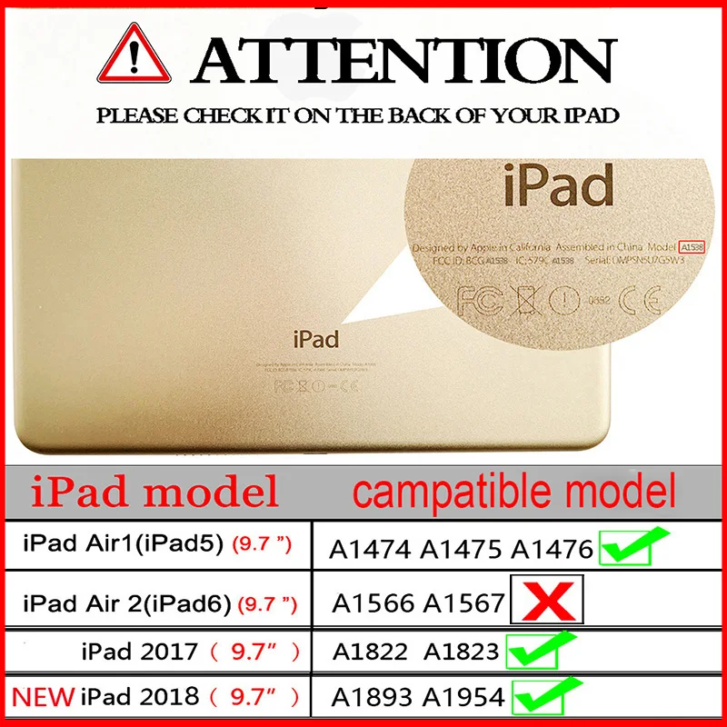 Чехол для IPad Air 1/9,7 дюймов модель A1822 A1823 A1893 A1954 Цвет PU ультра тонкий магнит Пробуждение Смарт Чехол