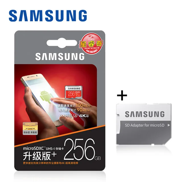 Карта Micro SD samsung EVO PLUS 64 Гб 128 Гб Microsd 256 ГБ sdhc 32 Гб 16 Гб карта памяти класс 10 Mini SD карта 16 Гб SDXC 4k красная карта - Емкость: 256GB-T2