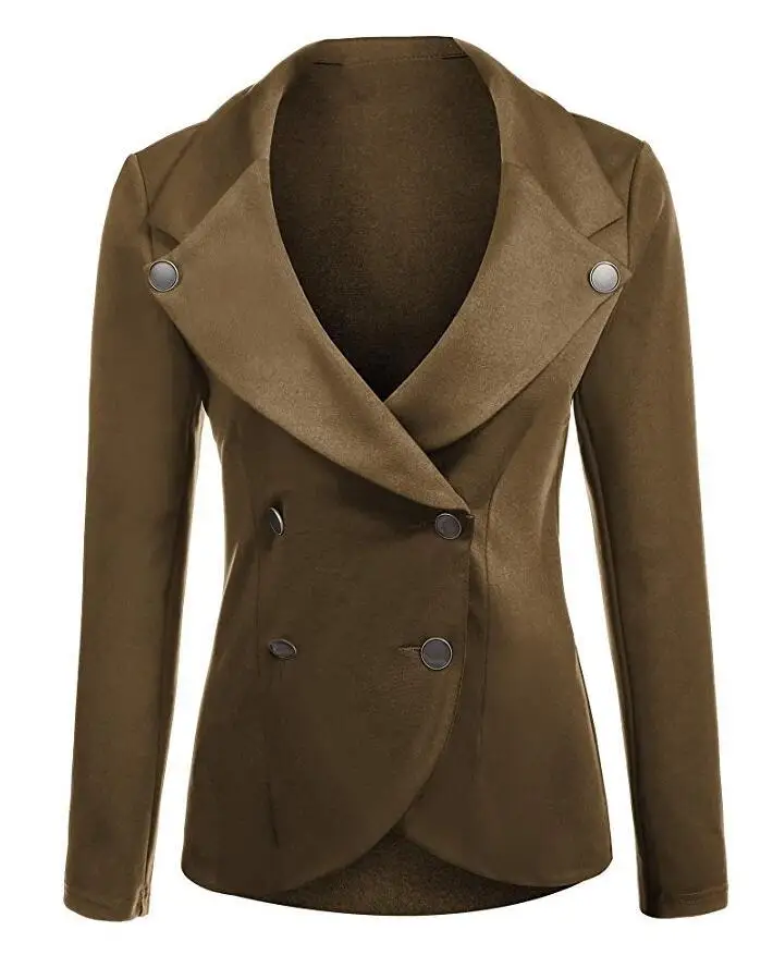 В европейском стиле женские новые блейзеры пальто 2018 Весна Осенняя мода двубортный Офис Дамы OL пальто полный рукав Куртки gx843