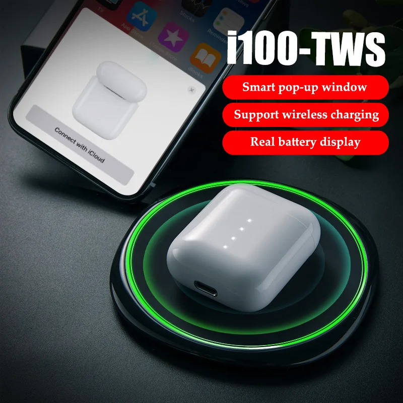 

i100 TWS Wireless Bluetooth Earphone Pop-up True Battery Display Earbuds Support Wireless Charging i10 i12 i20 i30 i60 Earphones