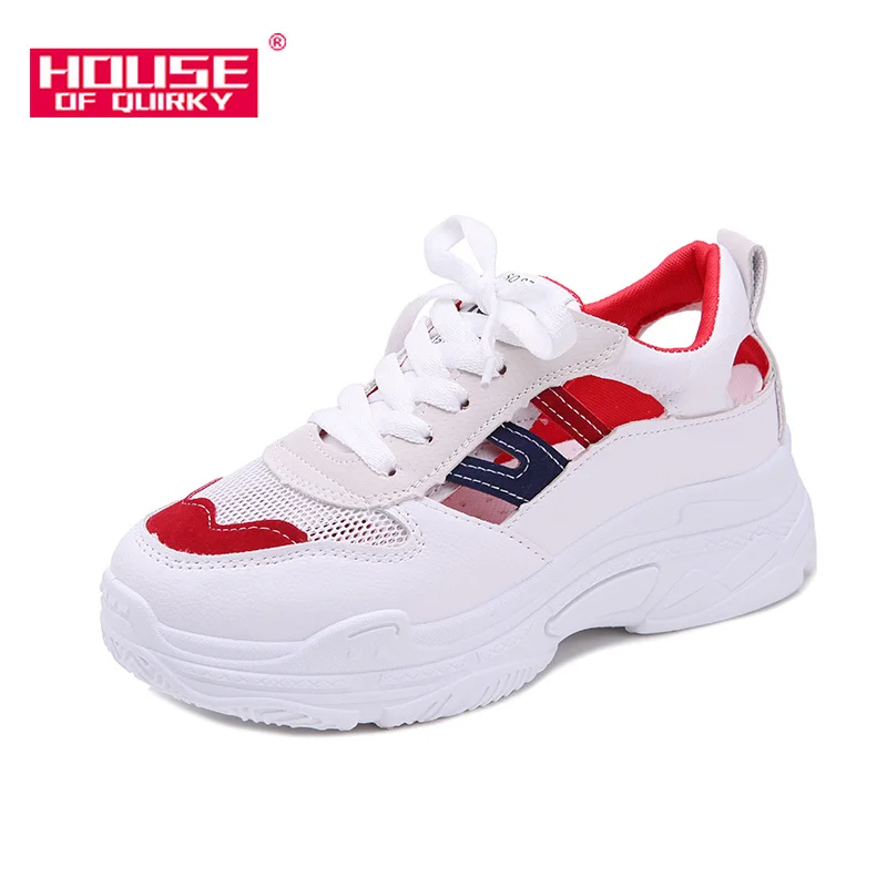 

2019 sprin new Women Vulcanized shoes leisure Flat shoes white Sports shoes Ladies Lace-up Casual Shoes Net cloth size35-40