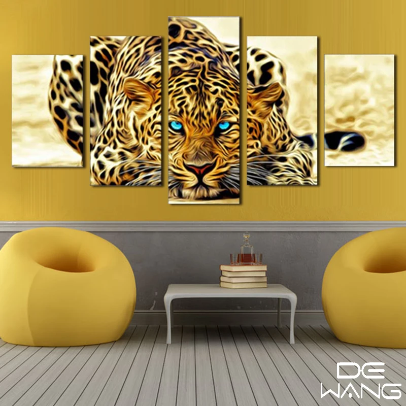 5 pcs canvas animal printing high quality hd cheap price great art african cheetah pictures modular - African Decor 5 pcs canvas animal printing high quality hd cheap price great art african cheetah pictures modular - African Decor