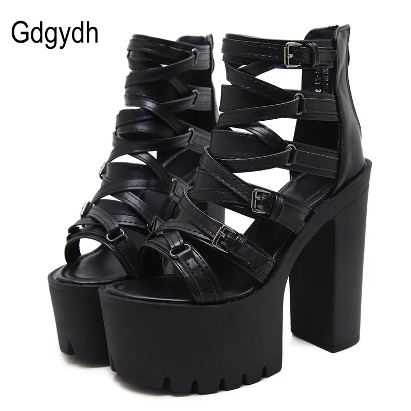 

Gdgydh Fashion Buckle Women's Sandals High Heels Summer Shoes Platform Back Zipper Comfortable Gladiator Sandals Women For Party
