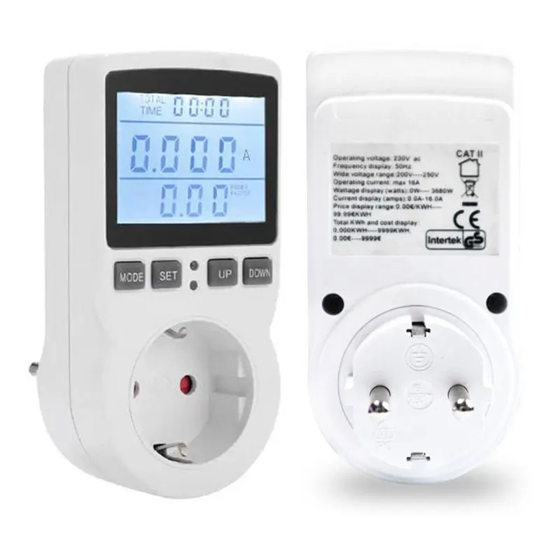 LCD Digital Power Meter Measuring Outlet Socket Watt Voltage Current Analyzer