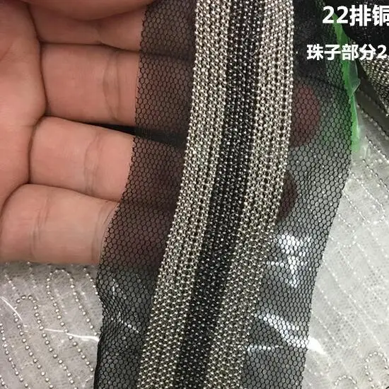 

1yds Grey beads in middle silver beads lace trim DIY clothing accessories handmade diy hat wasit decorative accessory Z709