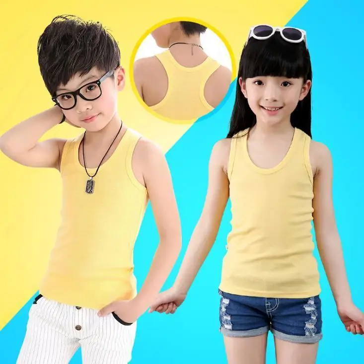 Г. Новая детская одежда жилеты для мальчиков, нижнее белье однотонные мягкие хлопковые майки для маленьких девочек и мальчиков, детские топы-майки - Цвет: yellow