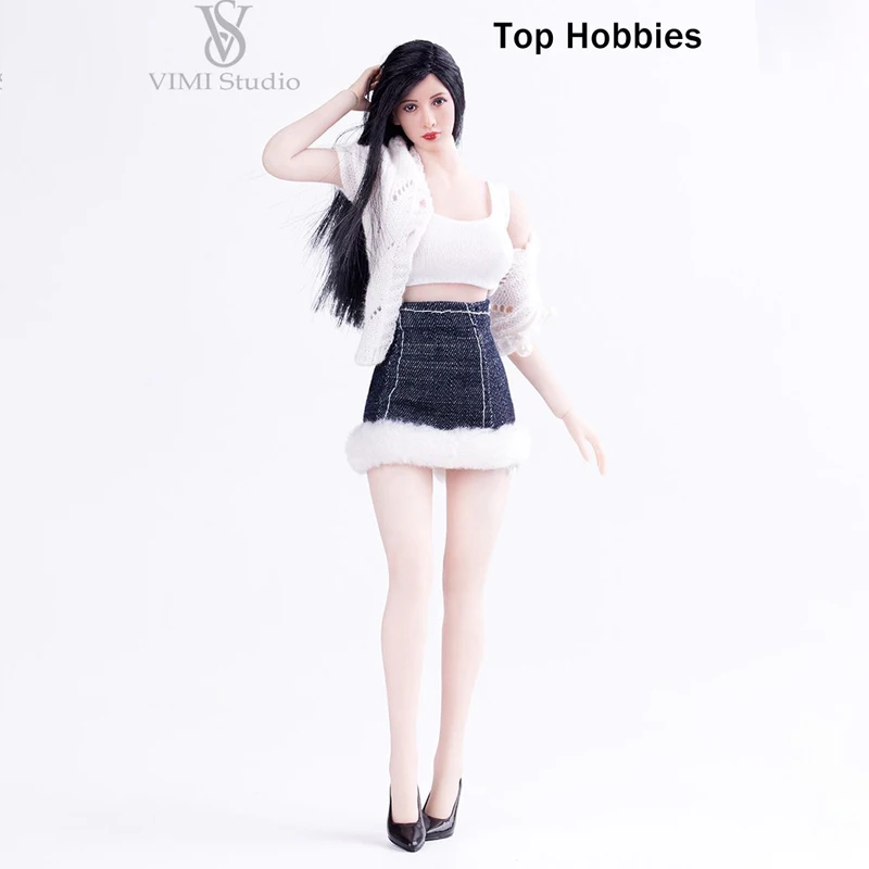 

1/6 Scale 12''Clothing Female Suit Doll Clothes White Sweater Plush Miniskirt Hip Skirt Shoes Suit Cardigan knitted Short Sleeve