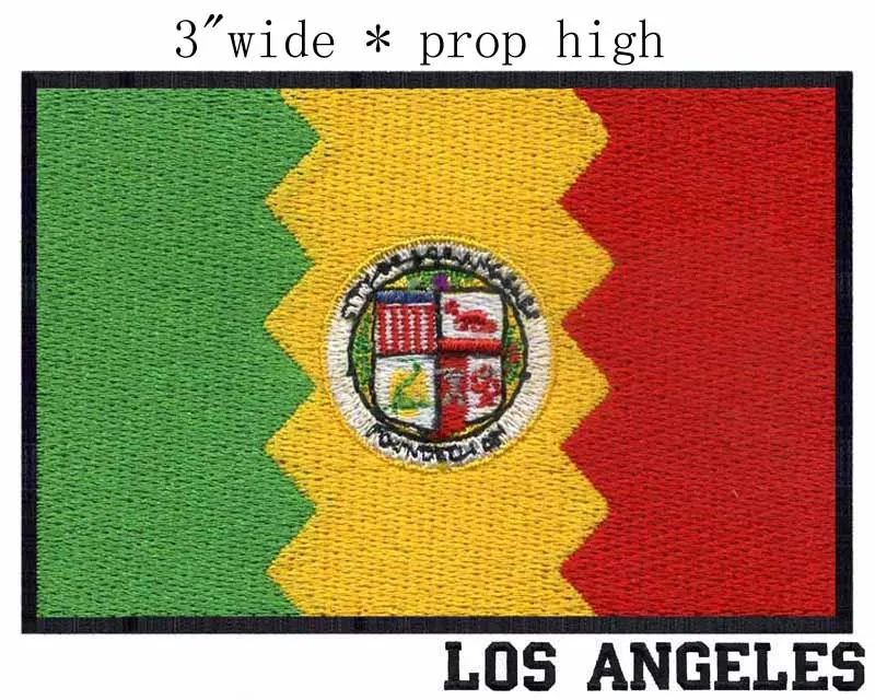 

Los Angeles, California USA Flag 3" wide embroidery patch for lace cloth doilies/TEAM/beaded lace applique