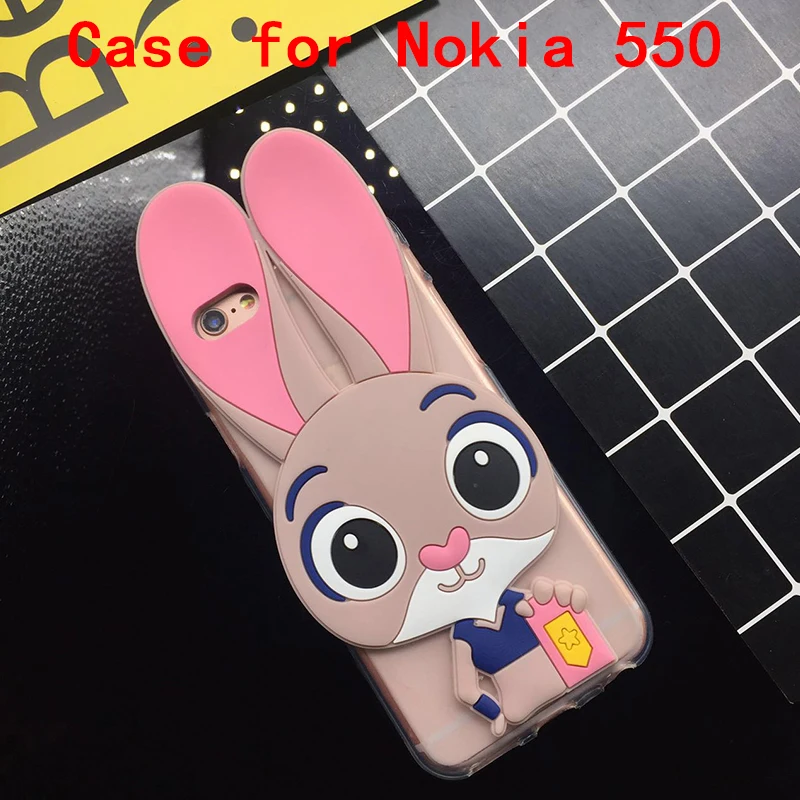 

3D Cute Pink Rabbit Case for Microsoft Nokia Lumia 550 Soft Silicone TPU Cartoon Back Cover Cases Fundas Coque Capa Shell Bag