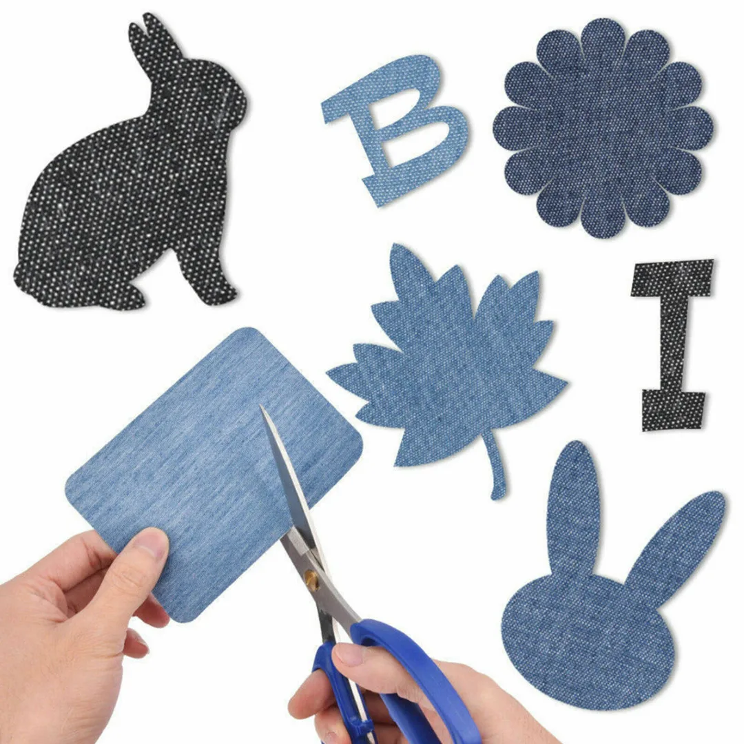 20pcs Iron On Denim Patches 5 Colors + Sewing Kit For Mending Embellishing Jeans Bag Hat Repair Decor Design