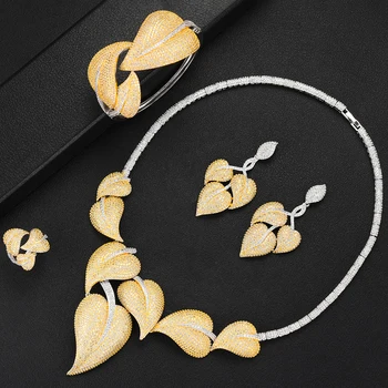 

GODKI 2019 Charms Leaf Leaves Nigerian Jewelry sets For Women wedding Cubic Zircon DUBAI Jewelry sets African beads Jewelry Set