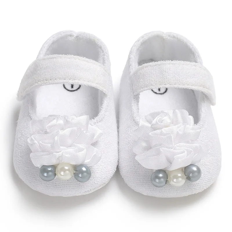 

2019 Selling Pearl flower Baby Girls Cotton First Walker Toddler Infant Soft Sole Shoes Soft bottom Bebe Girls Shoes