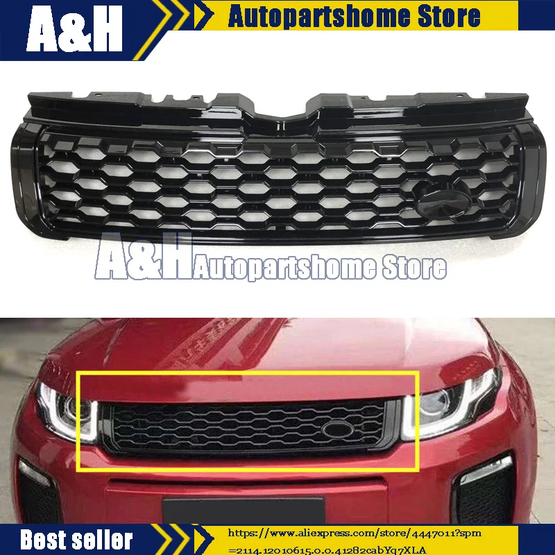 Черная Хромированная передняя решетка радиатора из АБС пластика для Range Rover Evoque