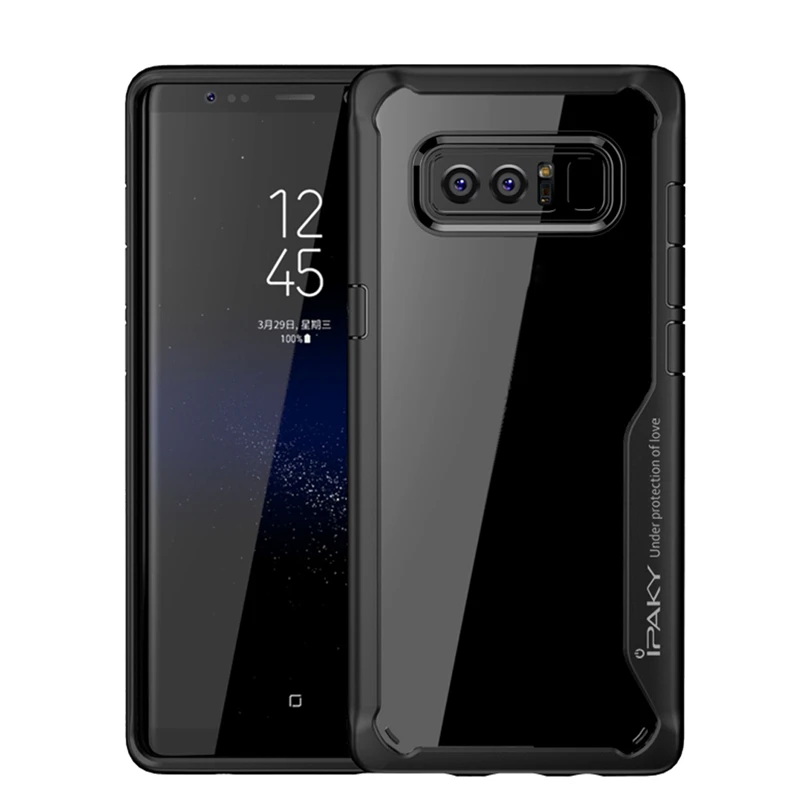 IPAKY Shockproof Cover Case For Samsung Galaxy Note 9 Luxury Transparent Silicone TPU +PC Phone Case For Samsung Galaxy Note 8 2